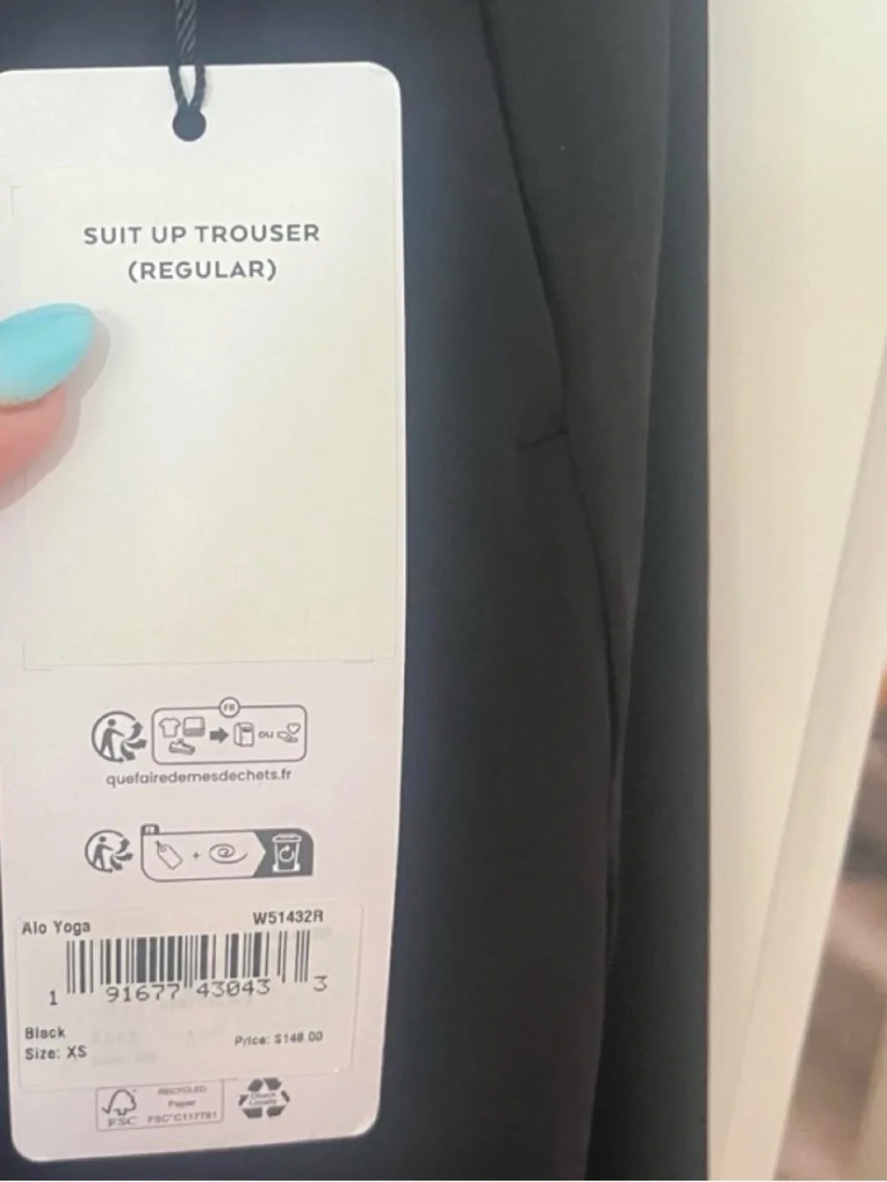 Alo Yoga Suit Up Trouser – Black – Size XS. NWT